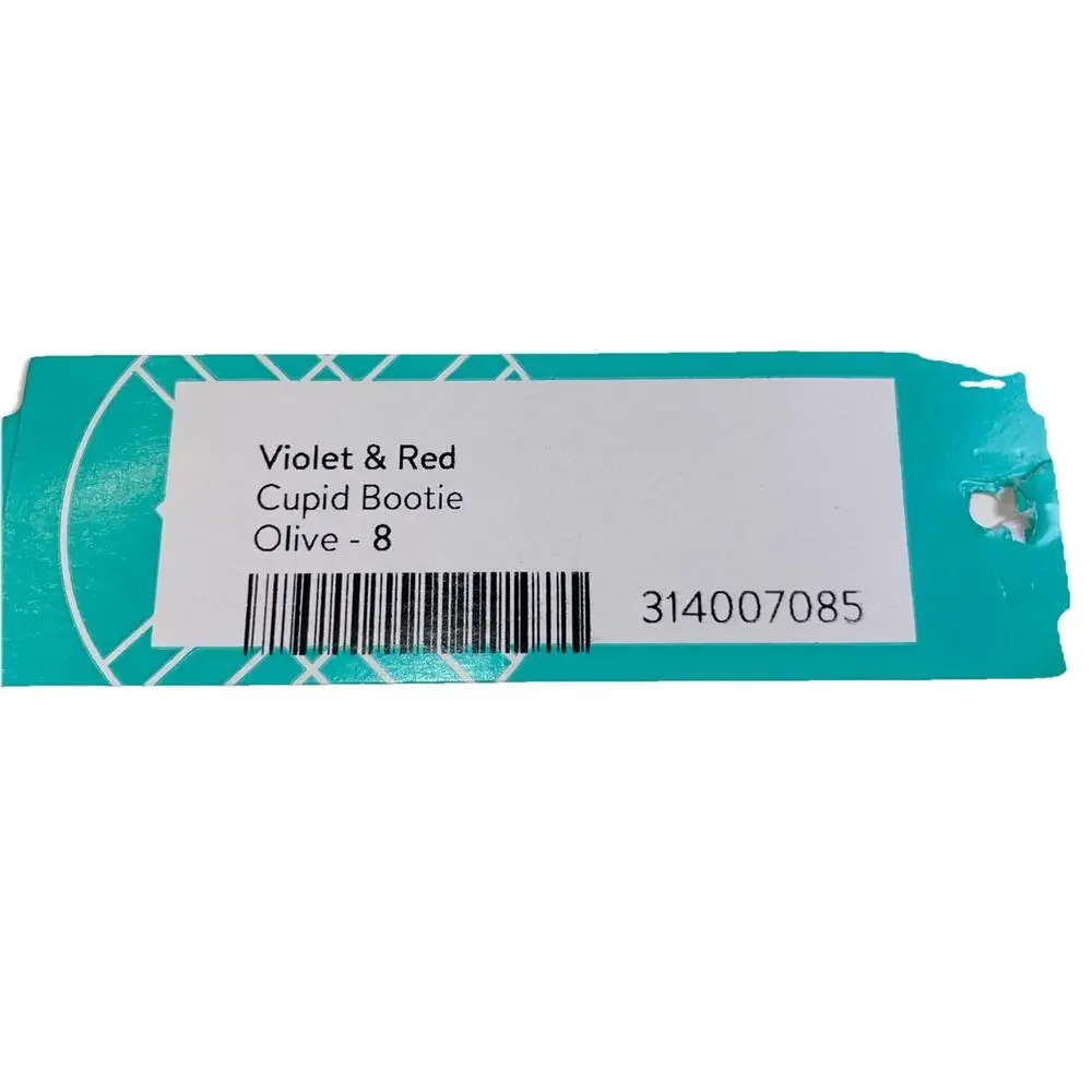 Violet & Red Cupid Bootie Women's 8M Olive Suede Leather